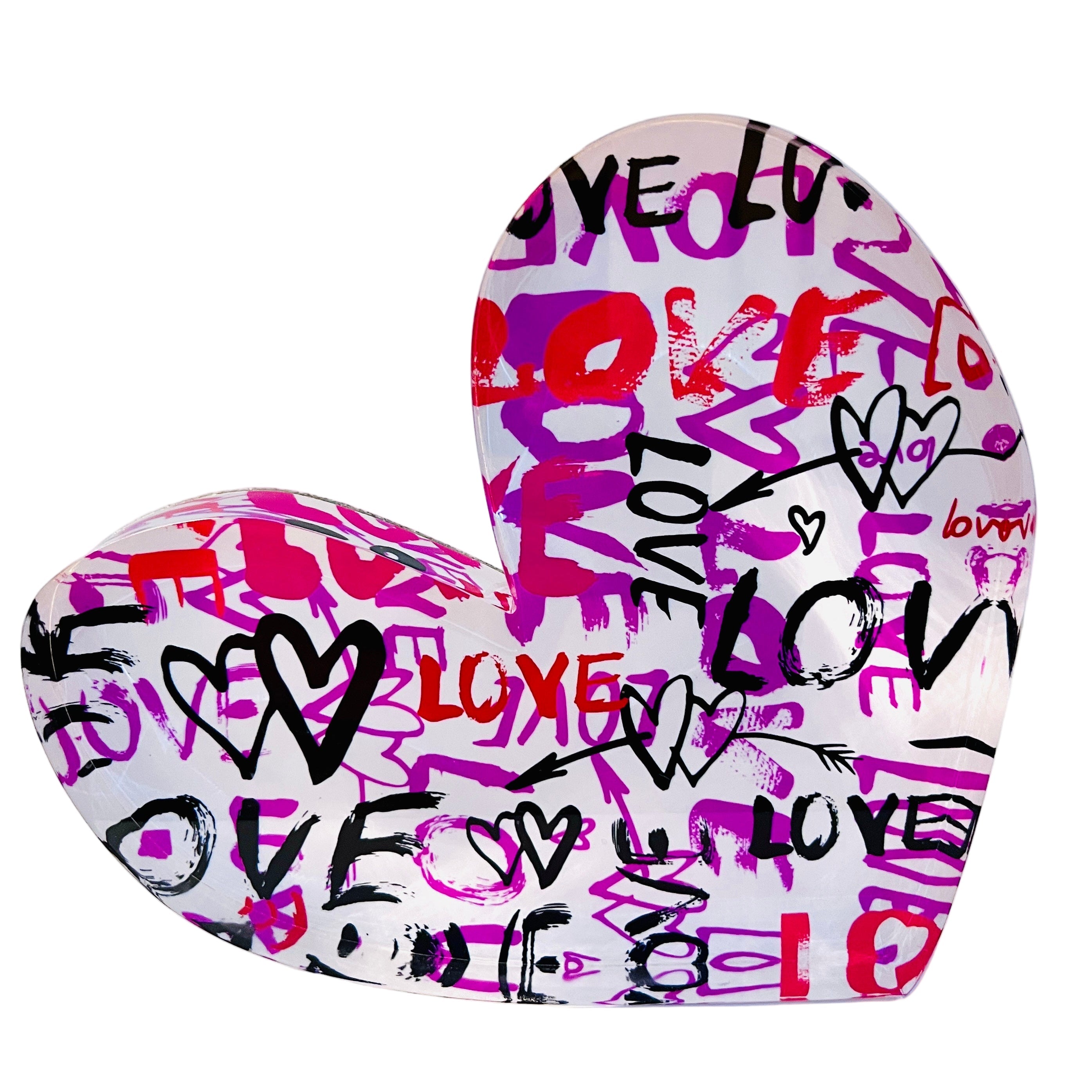 Graffiti Love Acrylic Heart Block