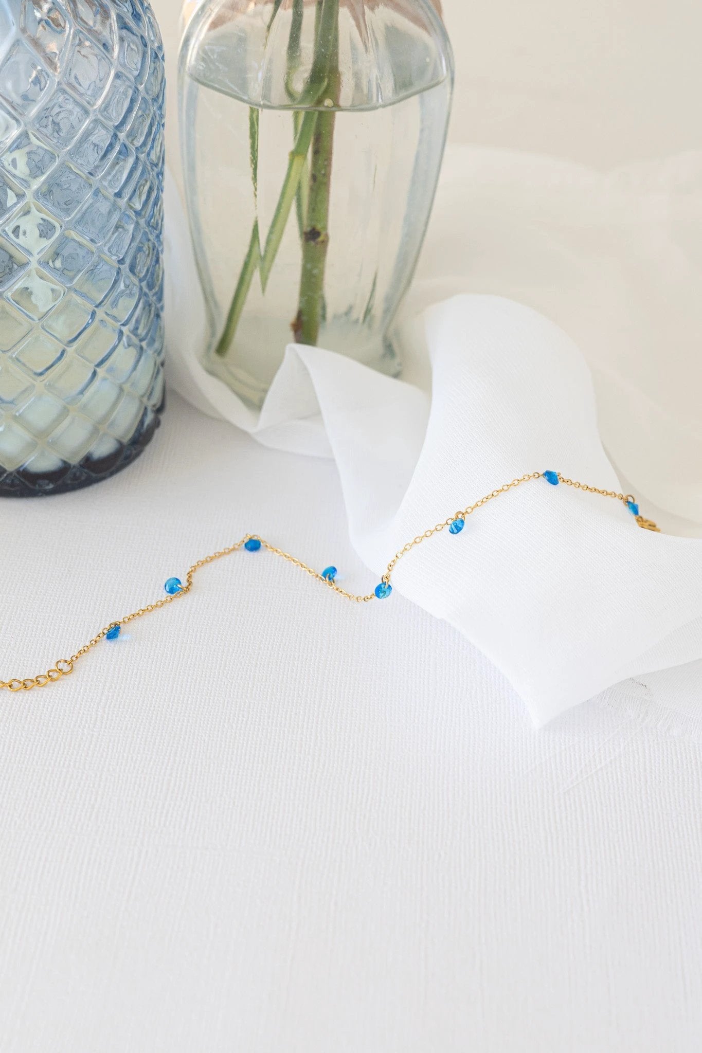 Madison Anklet in Blue by Rose & Clay