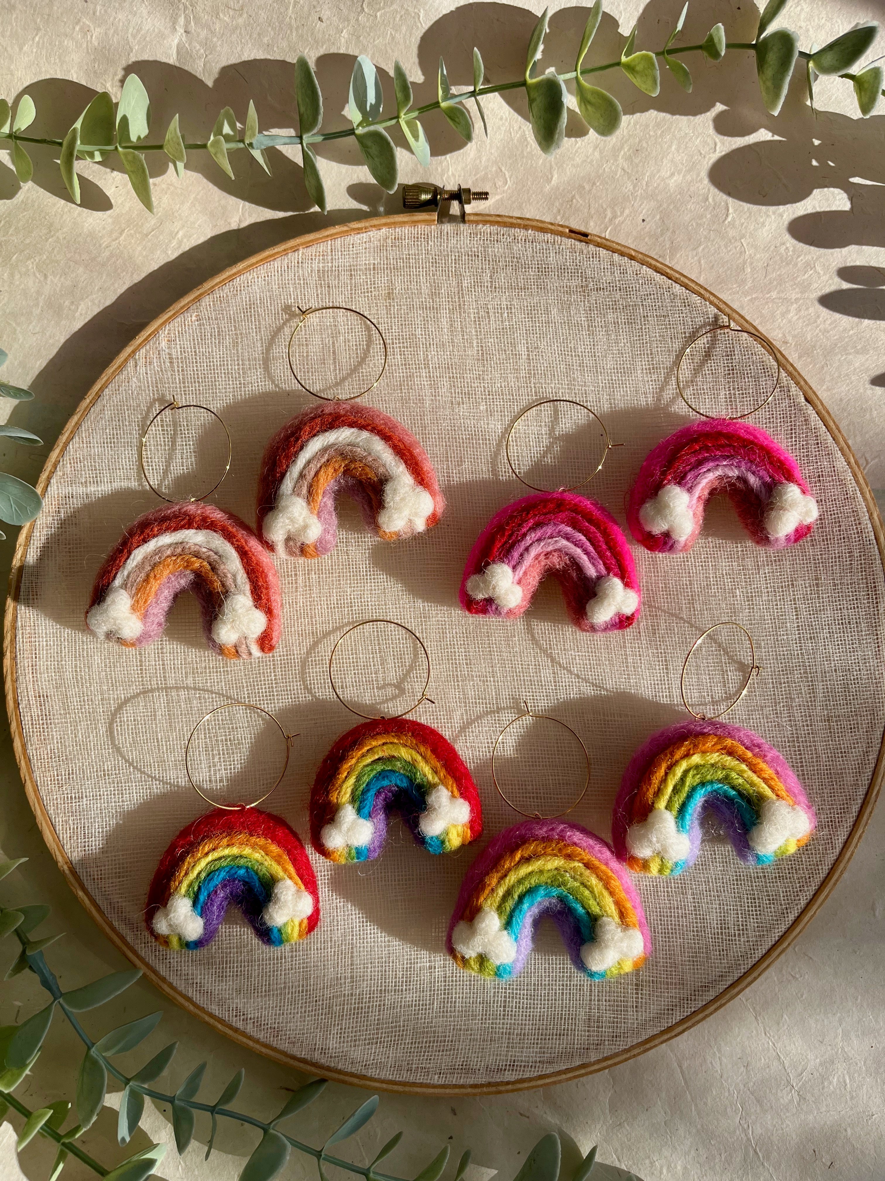 Rainbow Felt Earrings