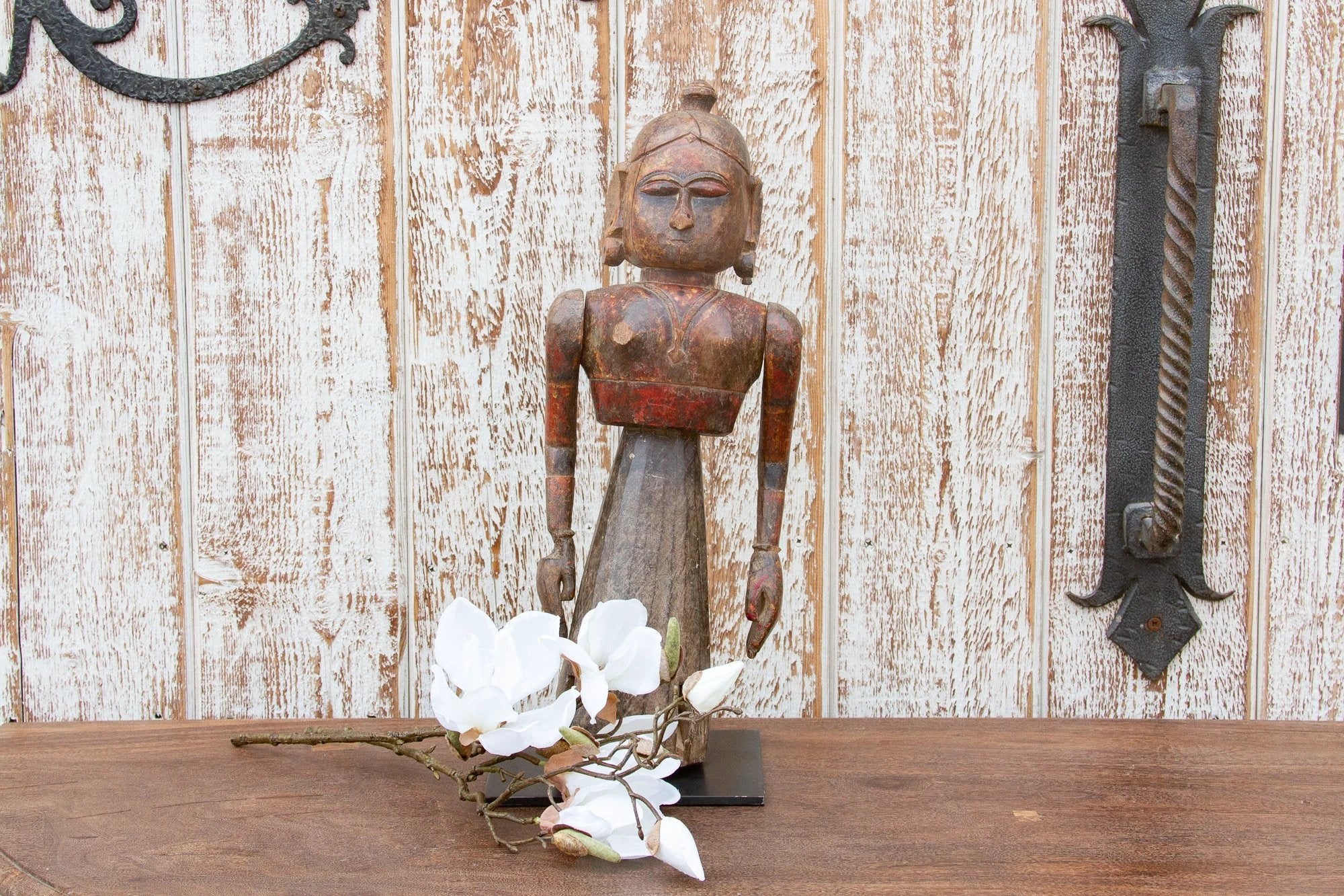 Antique Indian Goddess Wooden Statue by DE-COR | Globally Inspired