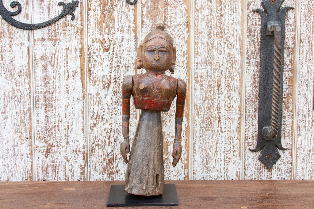 Antique Indian Goddess Wooden Statue by DE-COR | Globally Inspired