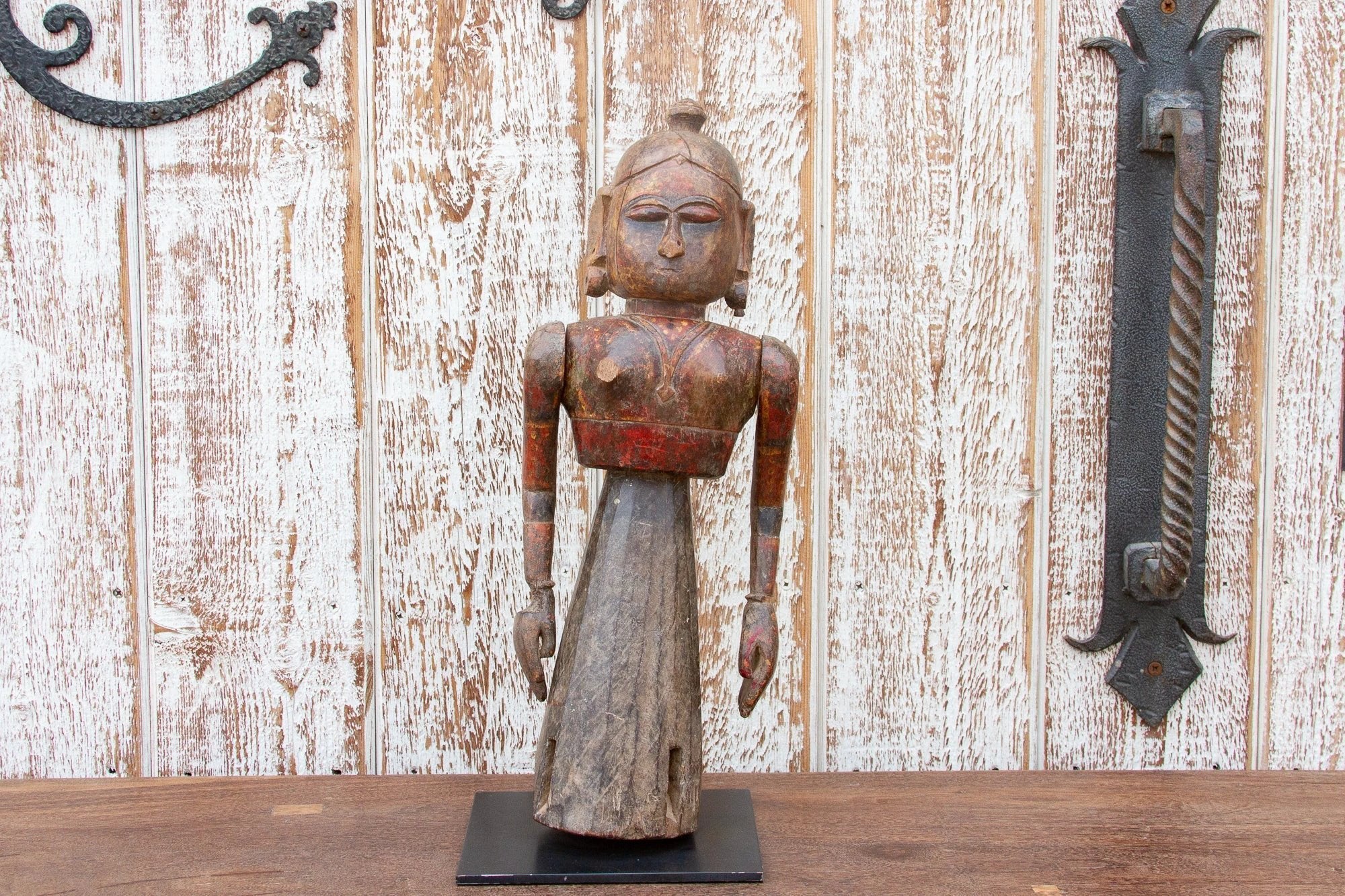 Antique Indian Goddess Wooden Statue by DE-COR | Globally Inspired