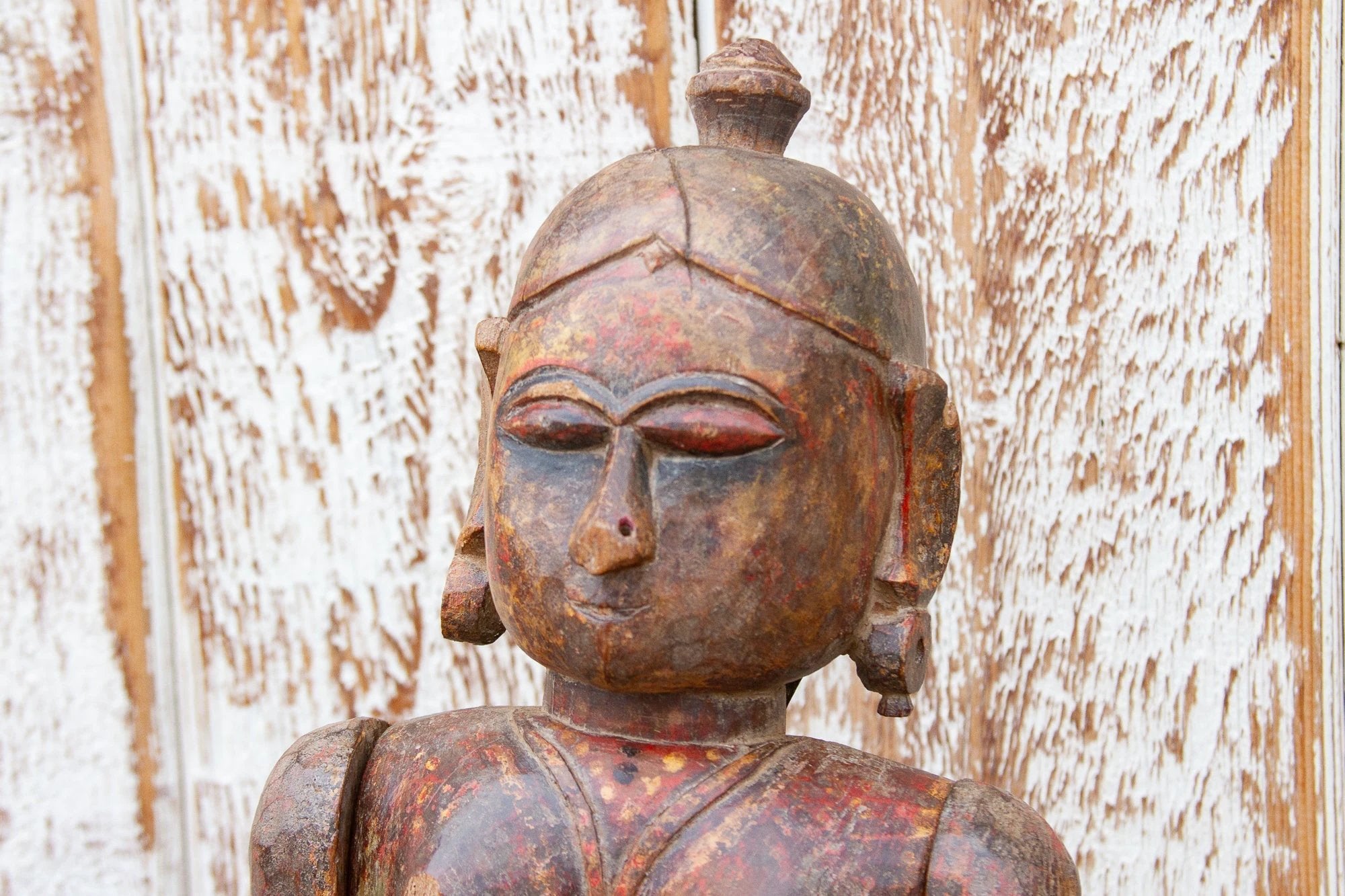 Antique Indian Goddess Wooden Statue by DE-COR | Globally Inspired