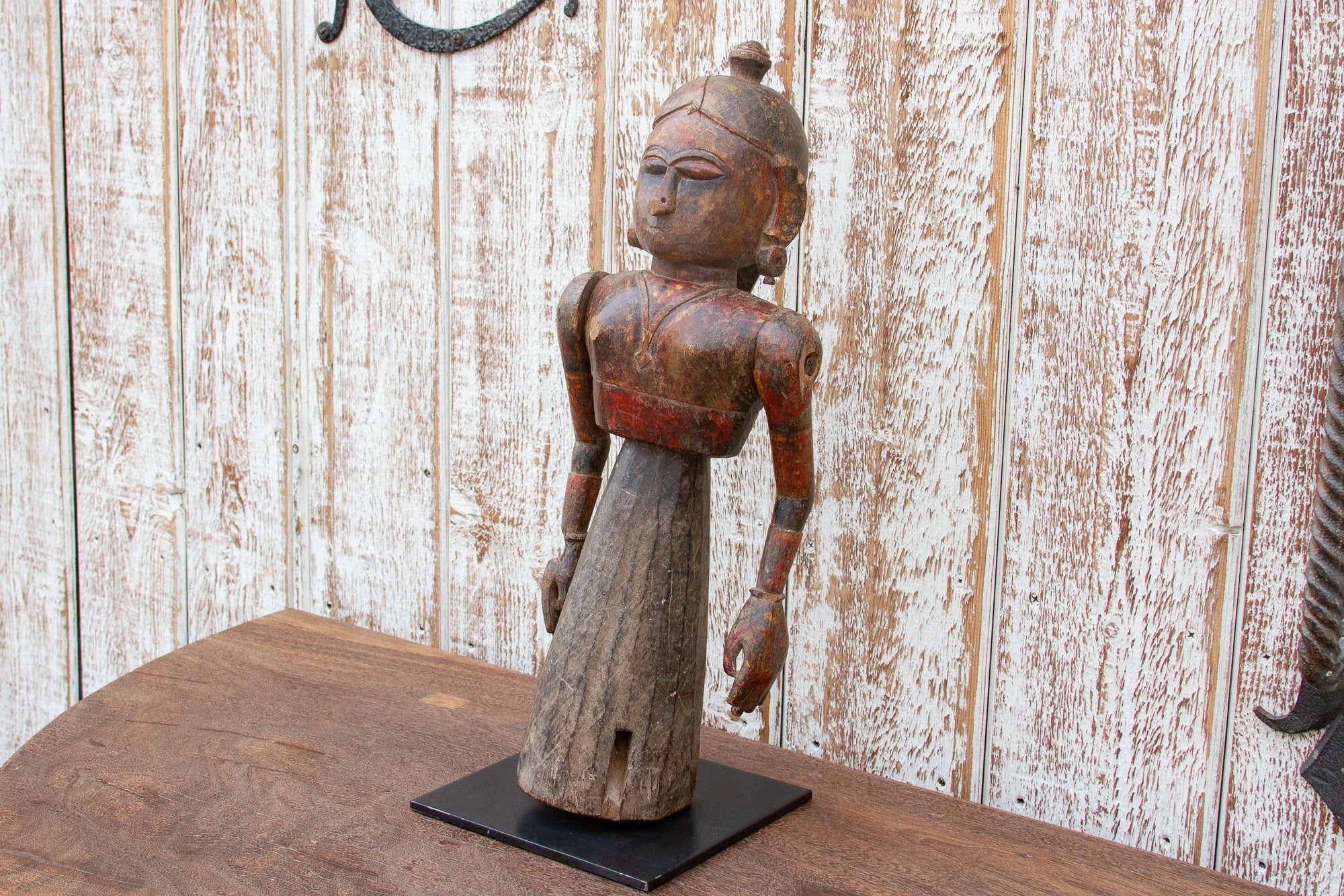 Antique Indian Goddess Wooden Statue by DE-COR | Globally Inspired