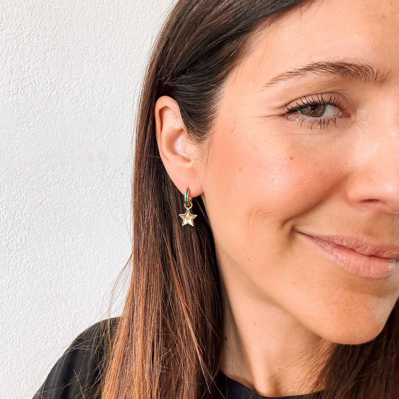 Shiny Star Huggie Hoop Charms