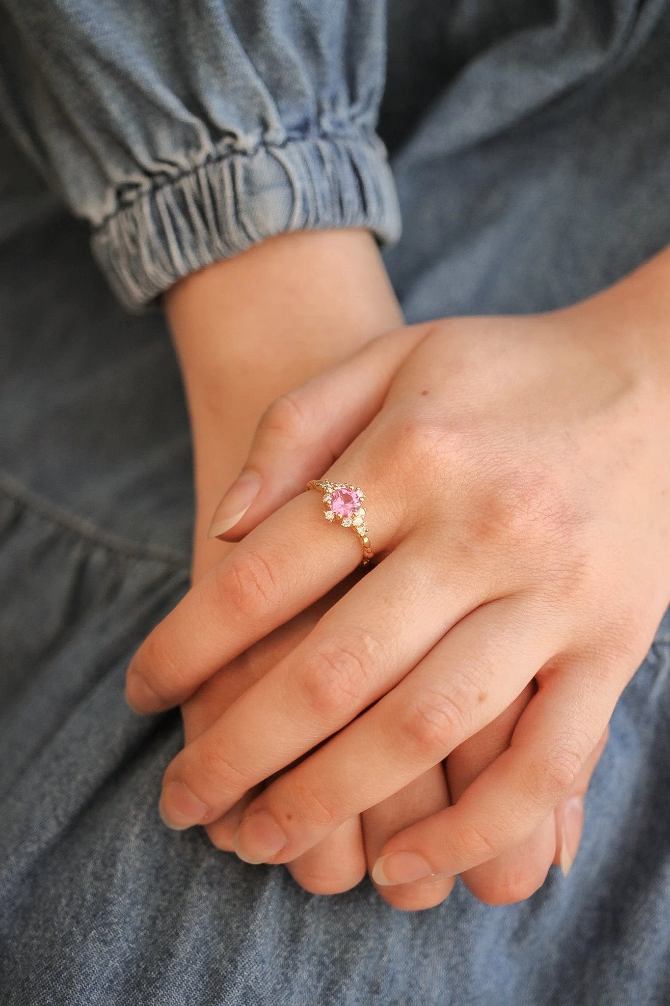 Calliope Ring in Pink Sapphire by Rose & Clay