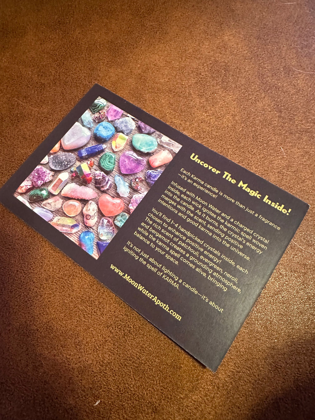 KARMA CANDLE - HIDDEN CRYSTALS INSIDE! Organic Soy 8oz, Insanely long lasting!