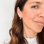 Textured Emerald Crystal Chunky Huggie Hoop Earrings by Oh Clementine