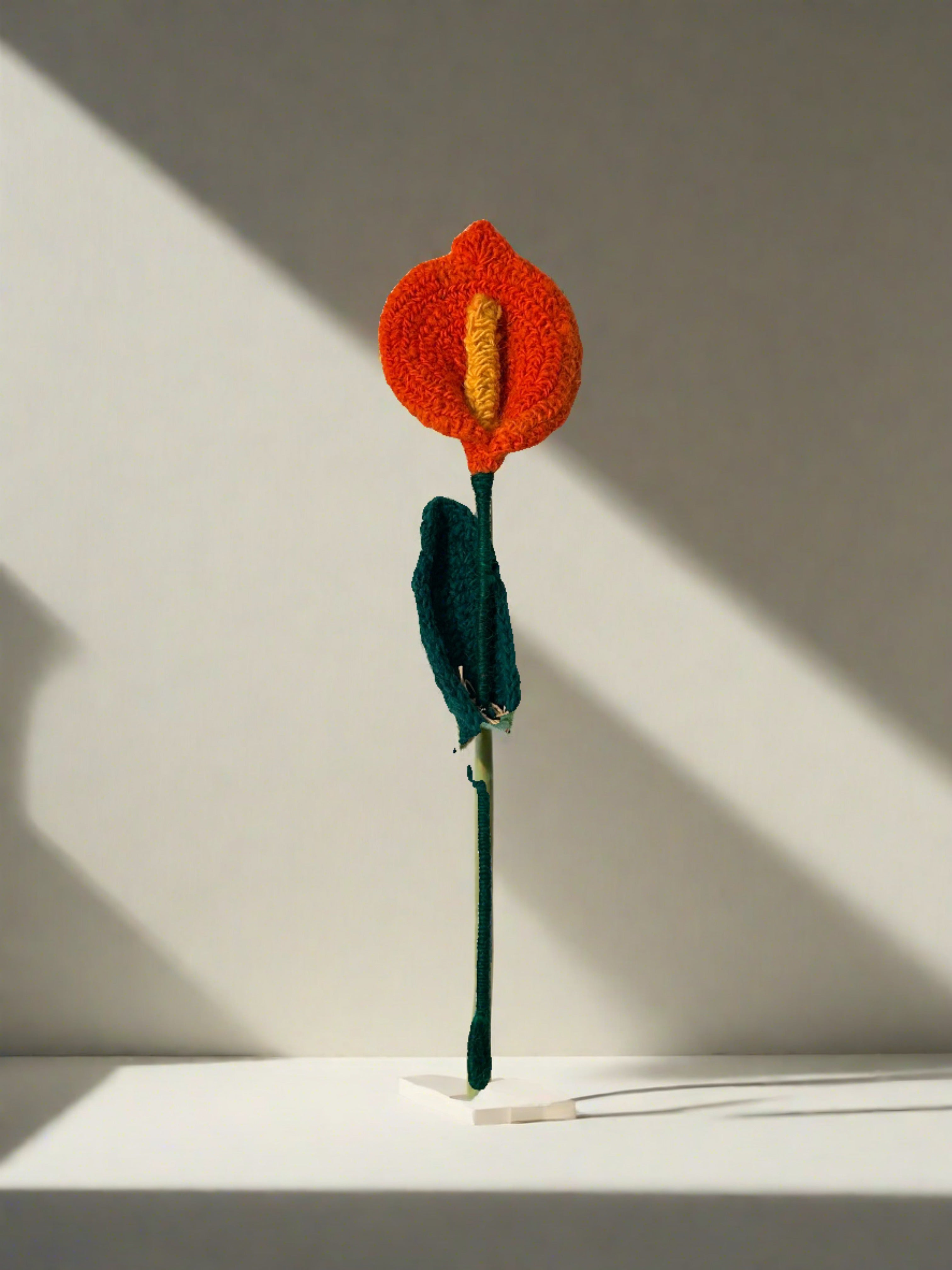 Handmade Fair Trade Wool Calla Lily – Eco-Friendly, Crocheted, Unique Floral Decoration