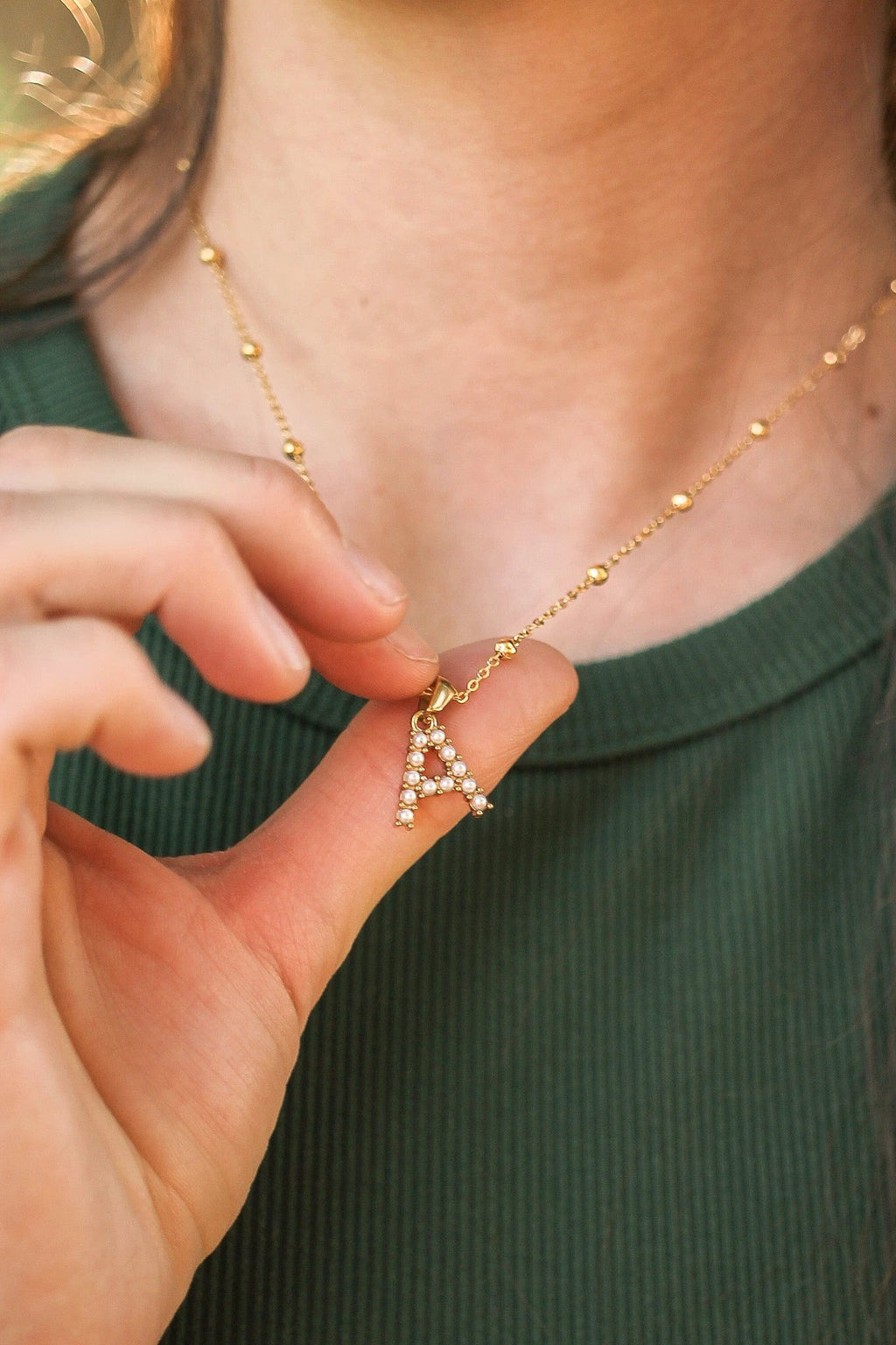 Pearl Initial Necklace by Rose & Clay