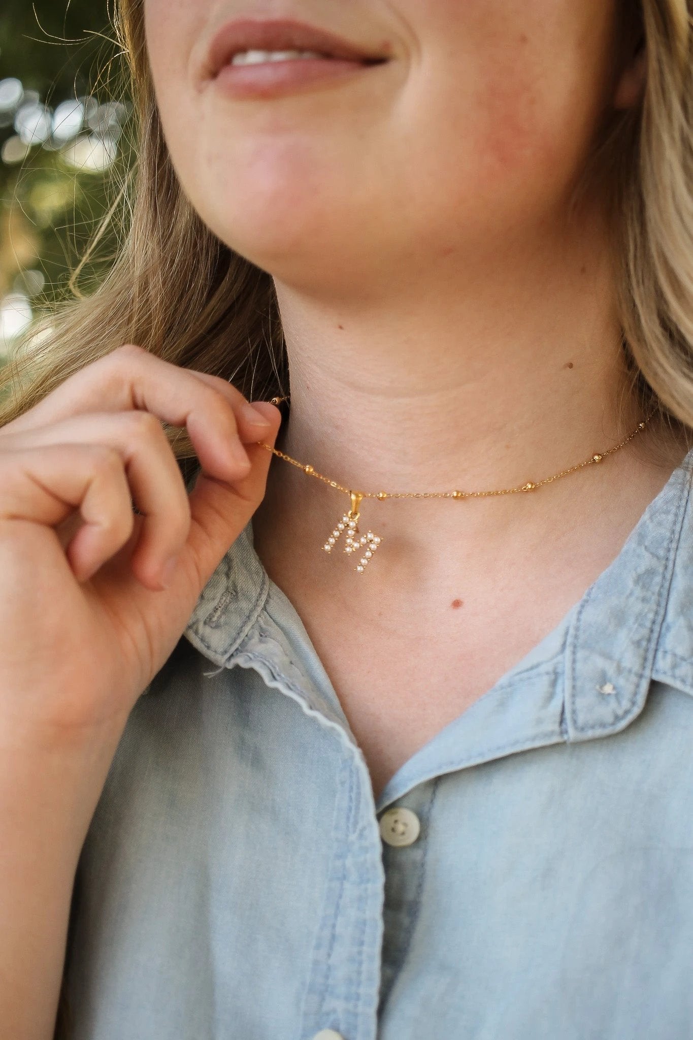 Pearl Initial Necklace by Rose & Clay