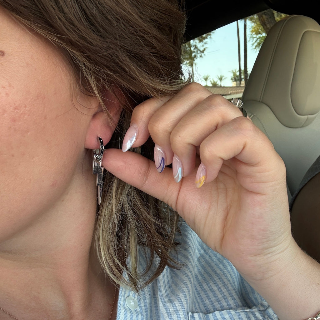 Lightning Bolt Huggie Hoop Charms