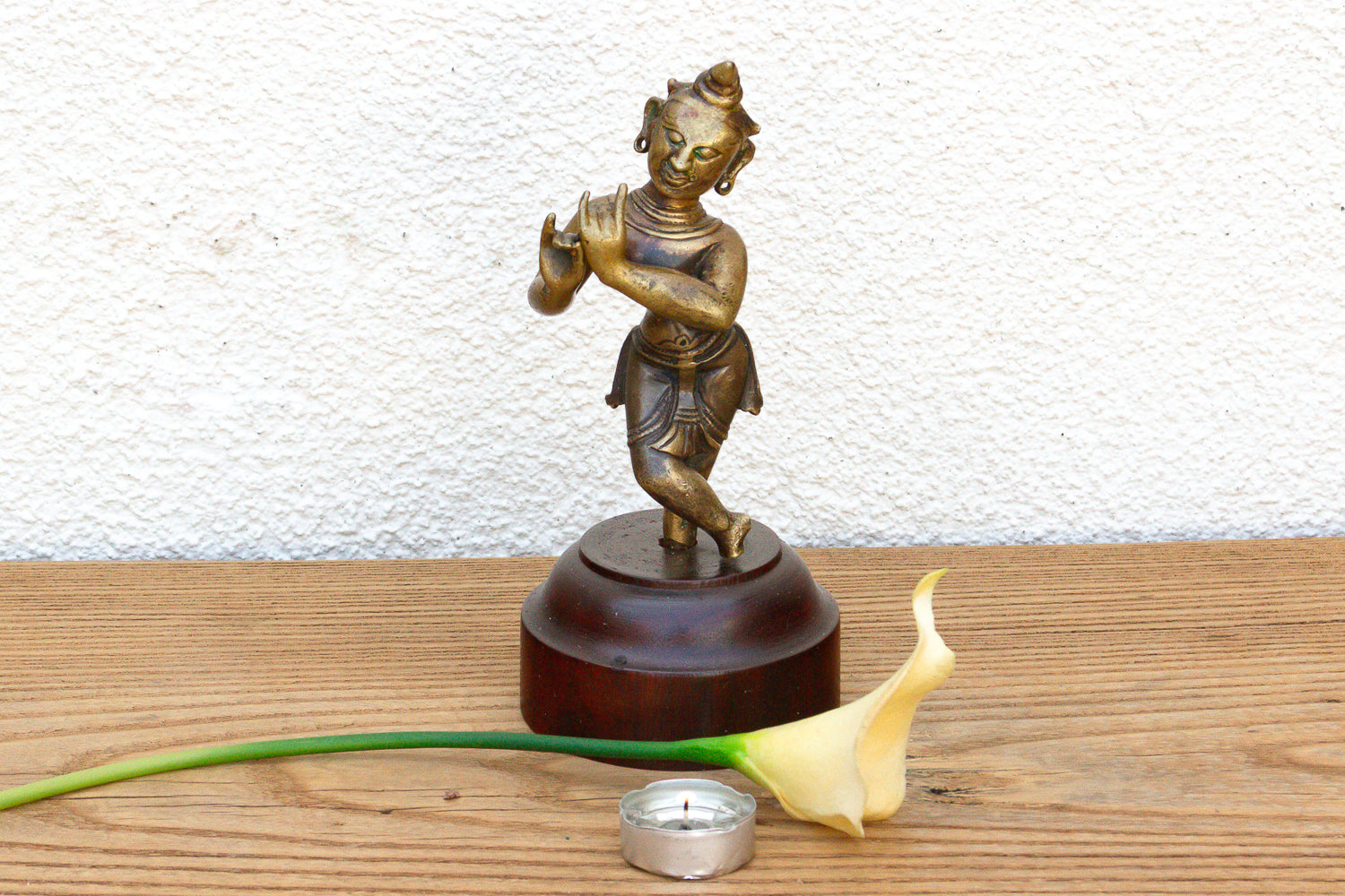Captivating Indian Bronze Krishna on a Custom Stand