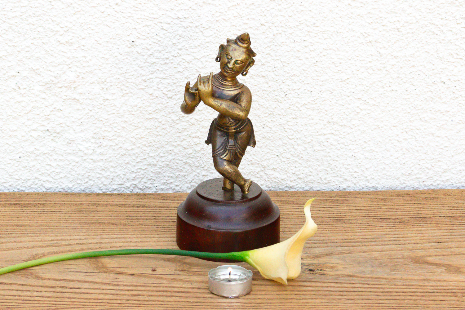 Captivating Indian Bronze Krishna on a Custom Stand