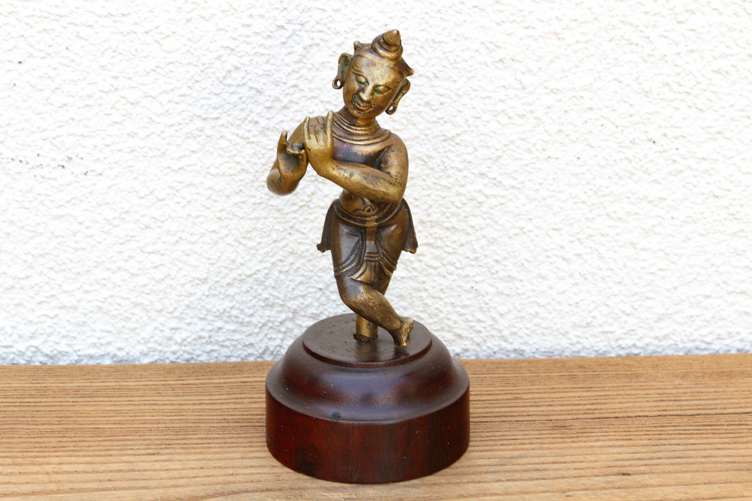Captivating Indian Bronze Krishna on a Custom Stand