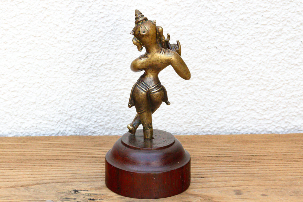 Captivating Indian Bronze Krishna on a Custom Stand