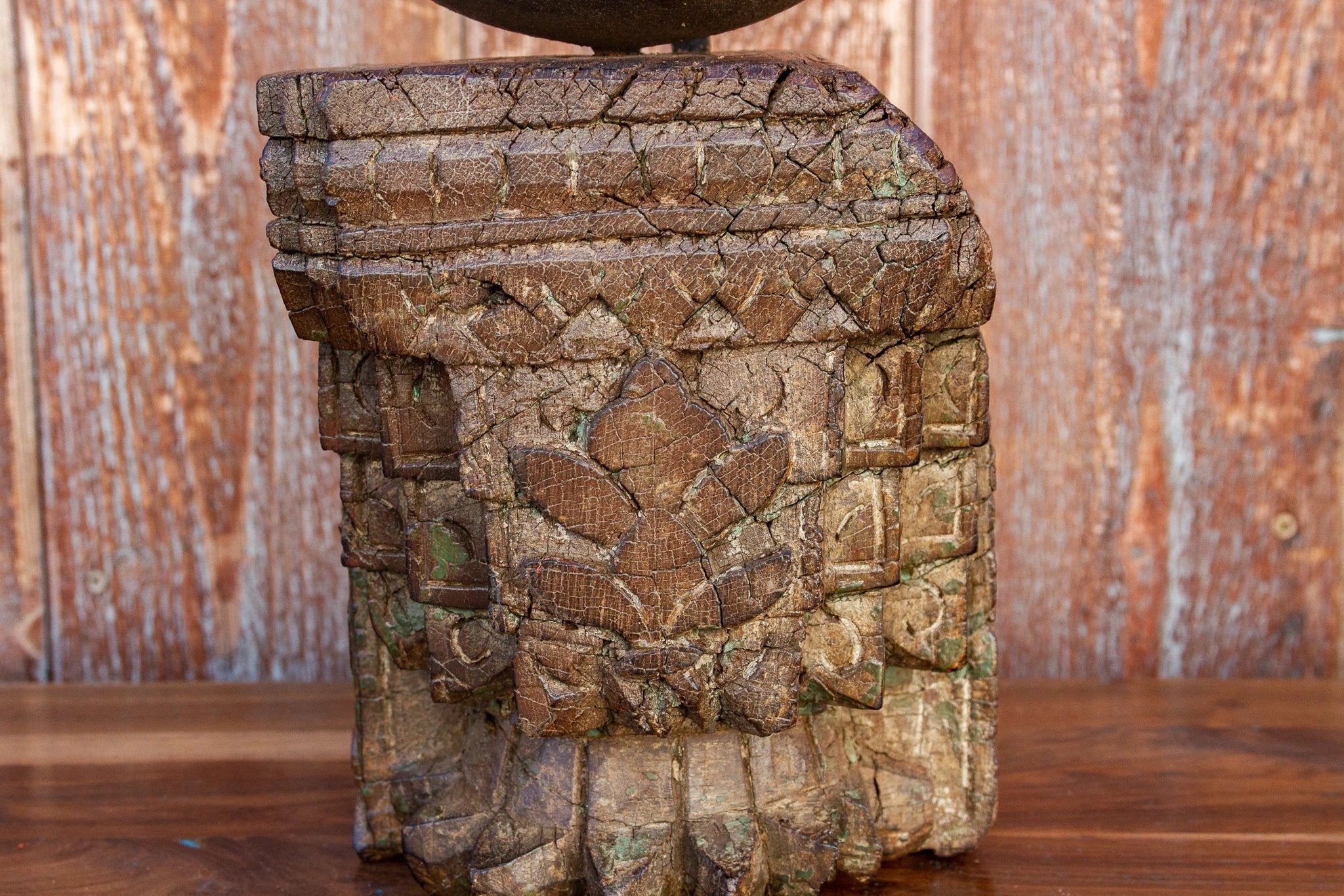 Surya Indian Antique Carved Candle Holder by DE-COR | Globally Inspired