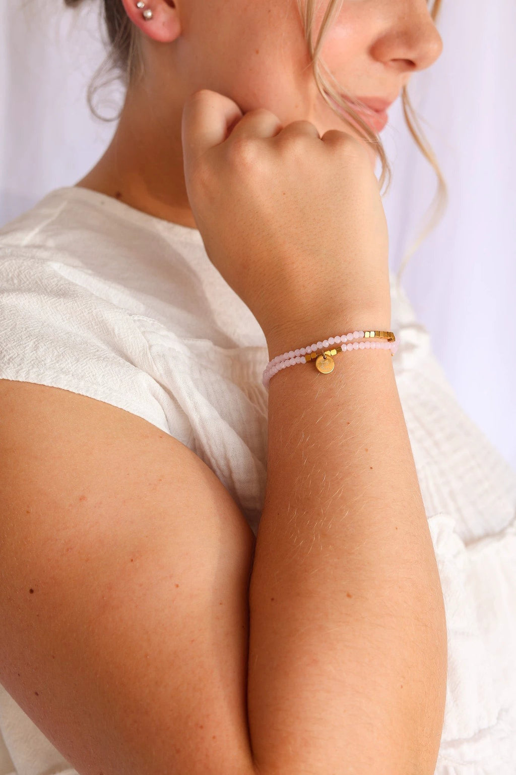 Clara Stretch Bracelet Set in Ballet Pink by Rose & Clay