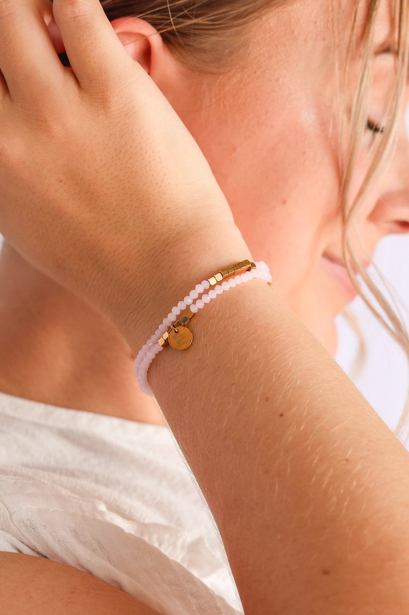 Clara Stretch Bracelet Set in Ballet Pink by Rose & Clay