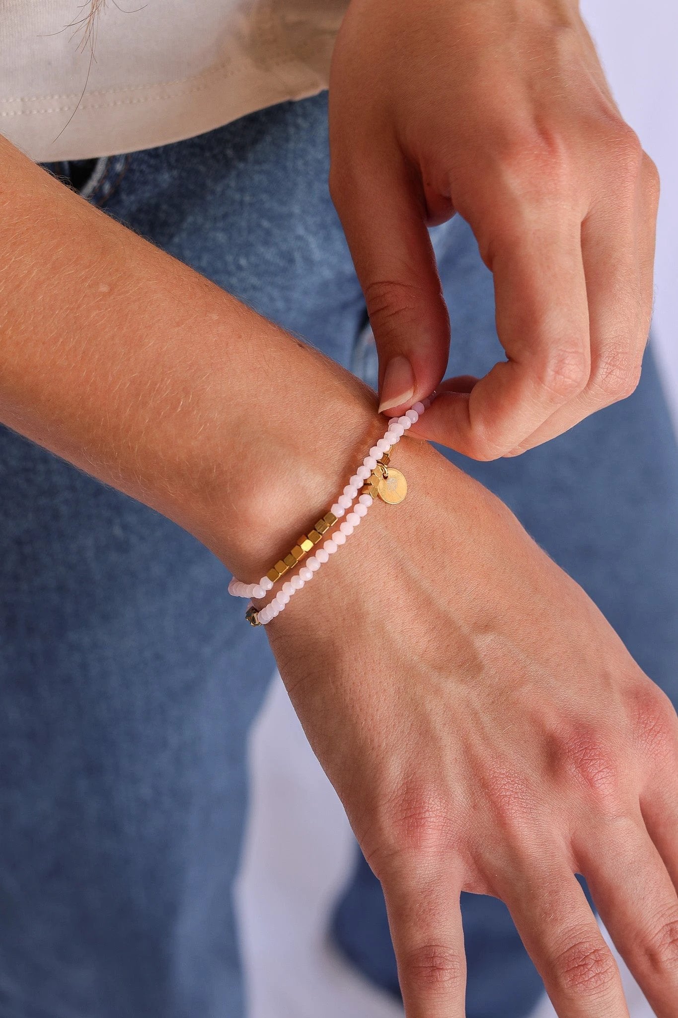 Clara Stretch Bracelet Set in Ballet Pink by Rose & Clay