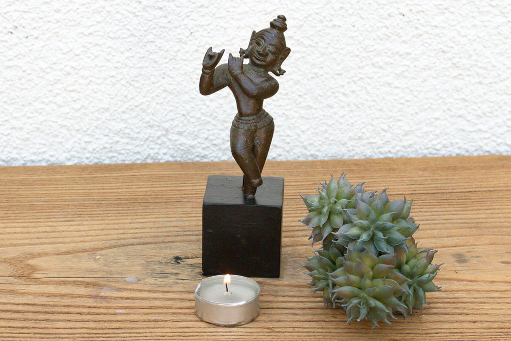 Ancient Indian Miniature Bronze Krishna Figure