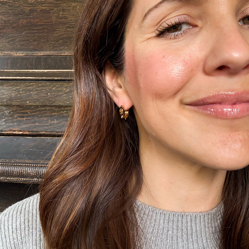 Spiked Chunky Huggie Hoop Earrings