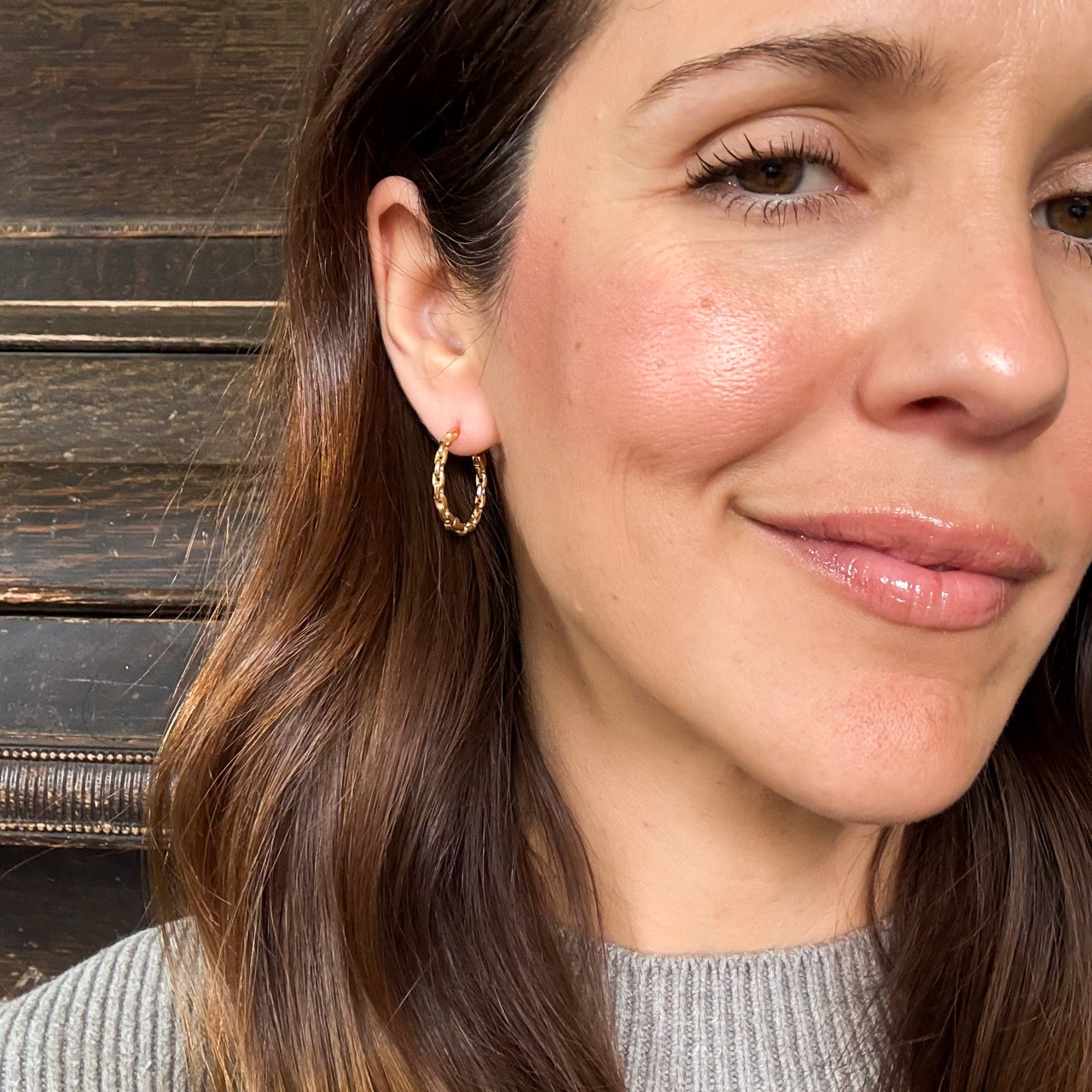 Chain Huggie Hoop Earrings