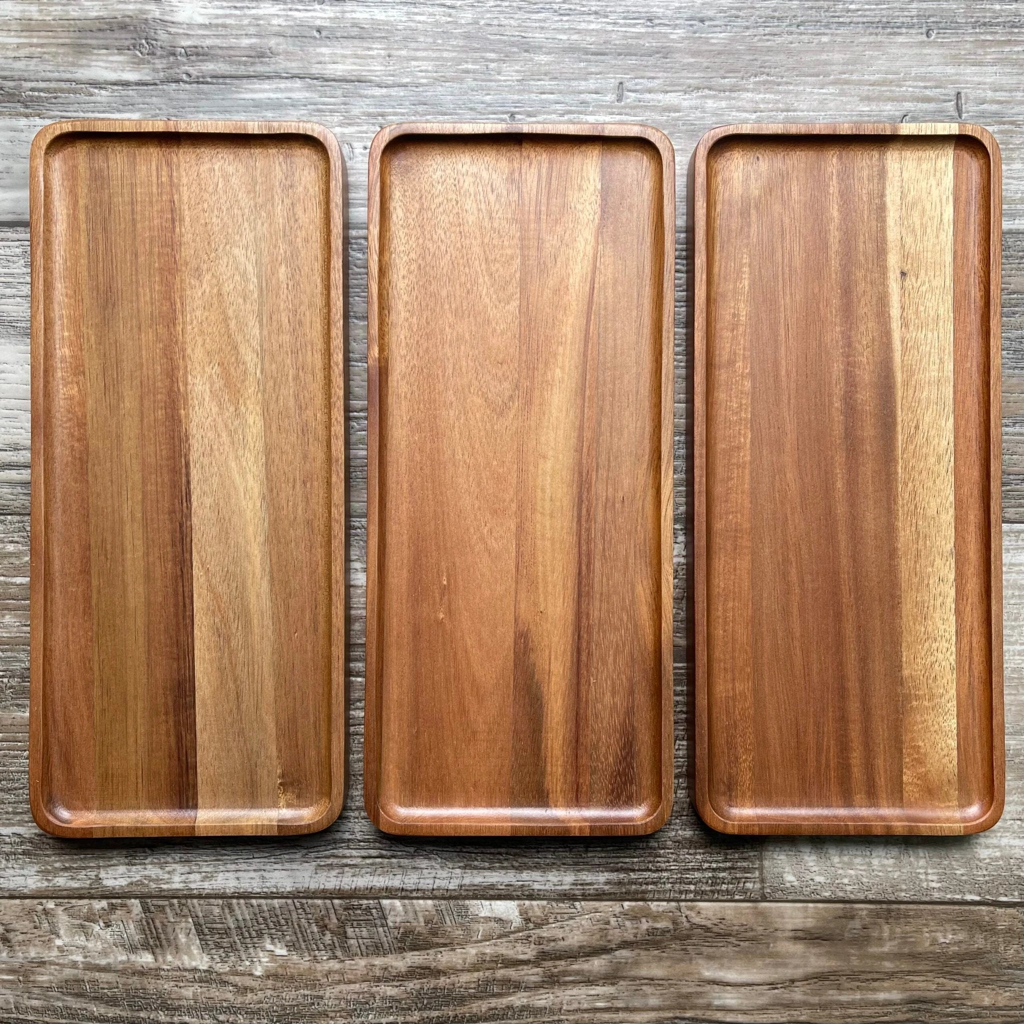 Bespattered Facade Set of 3 Unpainted Small Rectangular Acacia Wood Trays by Bespattered Facade