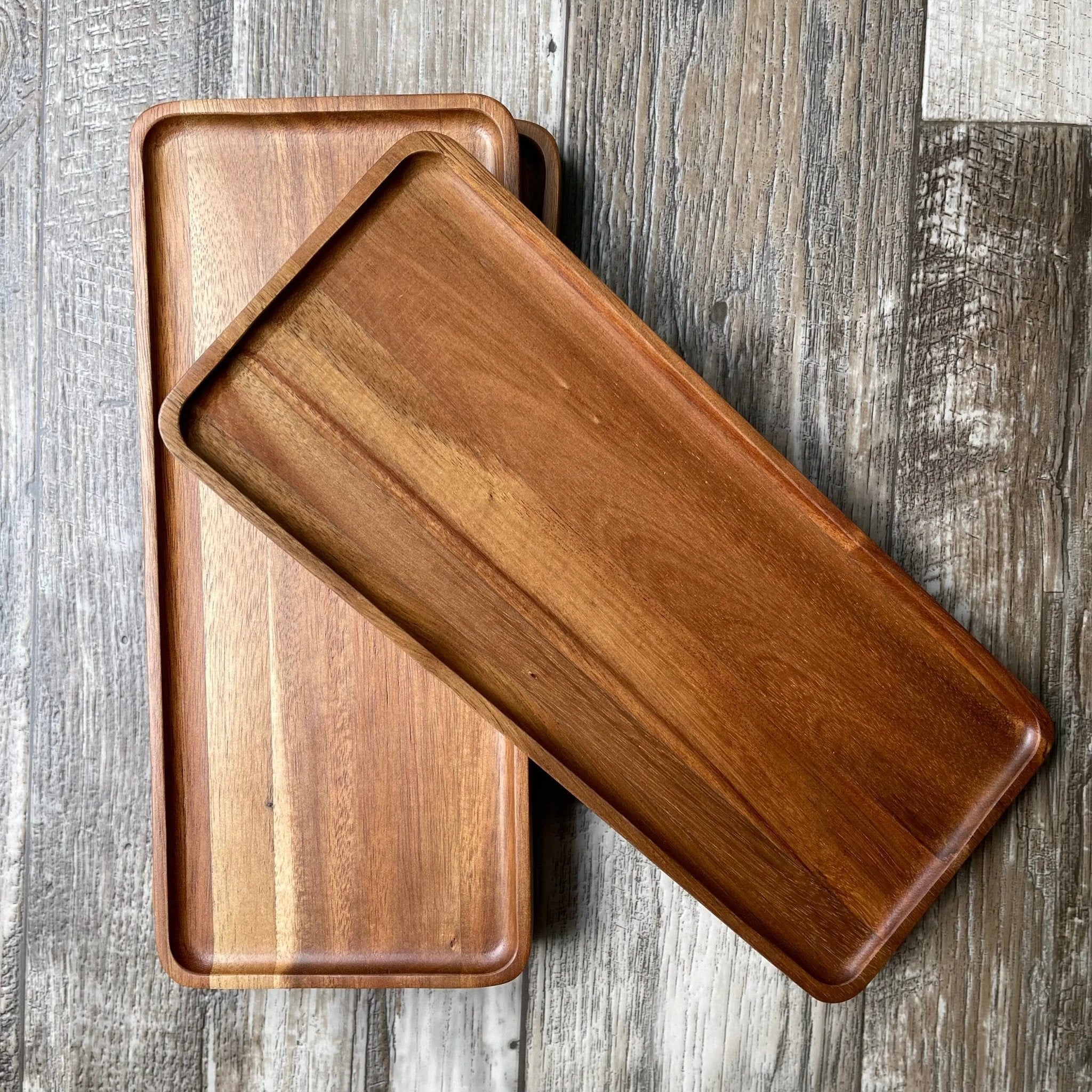 Bespattered Facade Set of 3 Unpainted Small Rectangular Acacia Wood Trays by Bespattered Facade