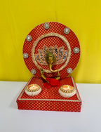 Ganpati Singhasan with Backdrop - Reusable Decoration for Ganesha Chaturthi/Ganpati Festival