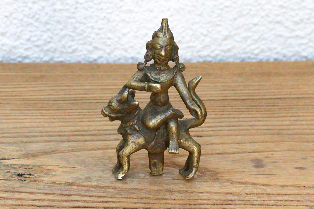 Antique Bronze Deity Figure on Nandi Bull