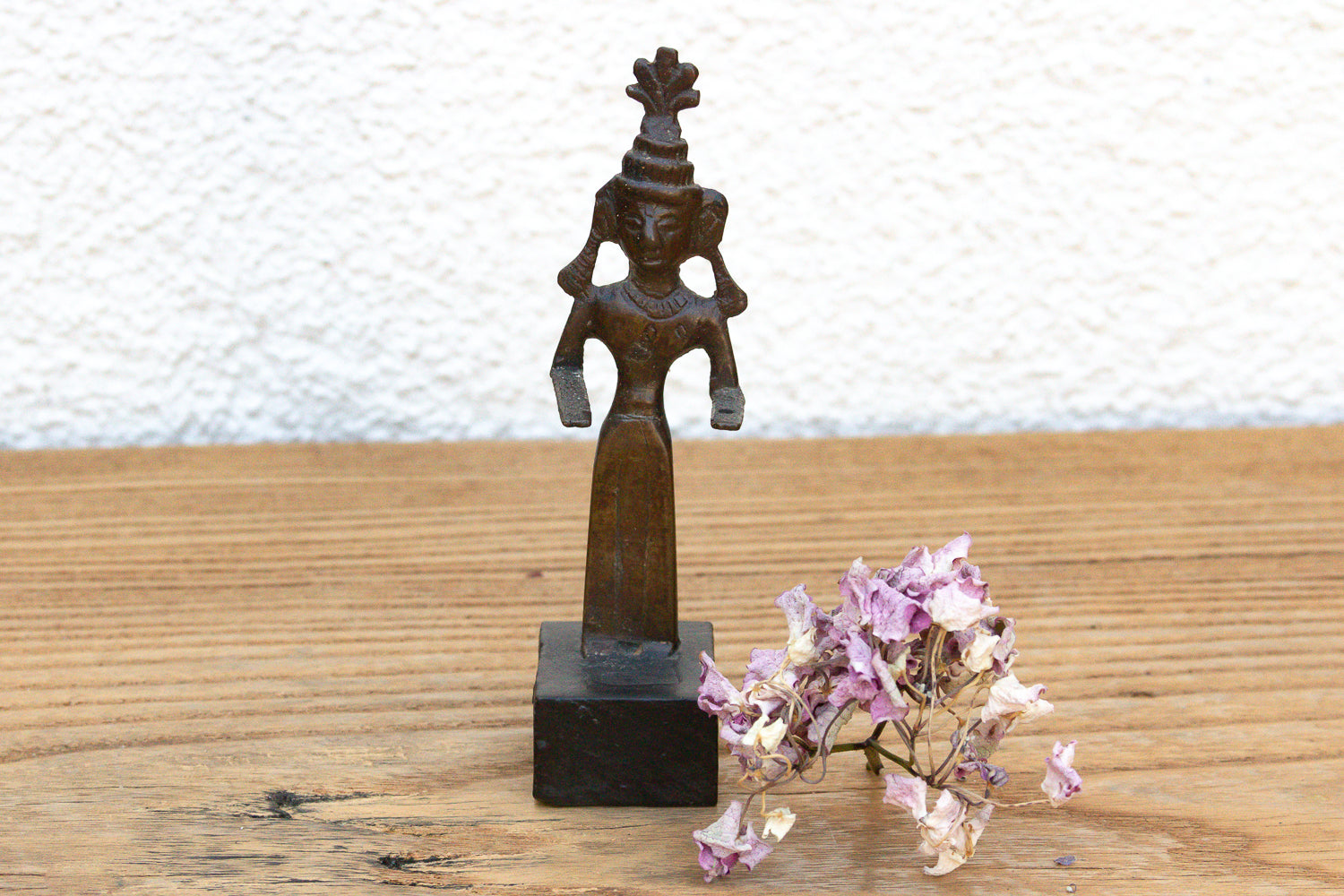 Crowned Tribal Miniature Bronze Female Figure