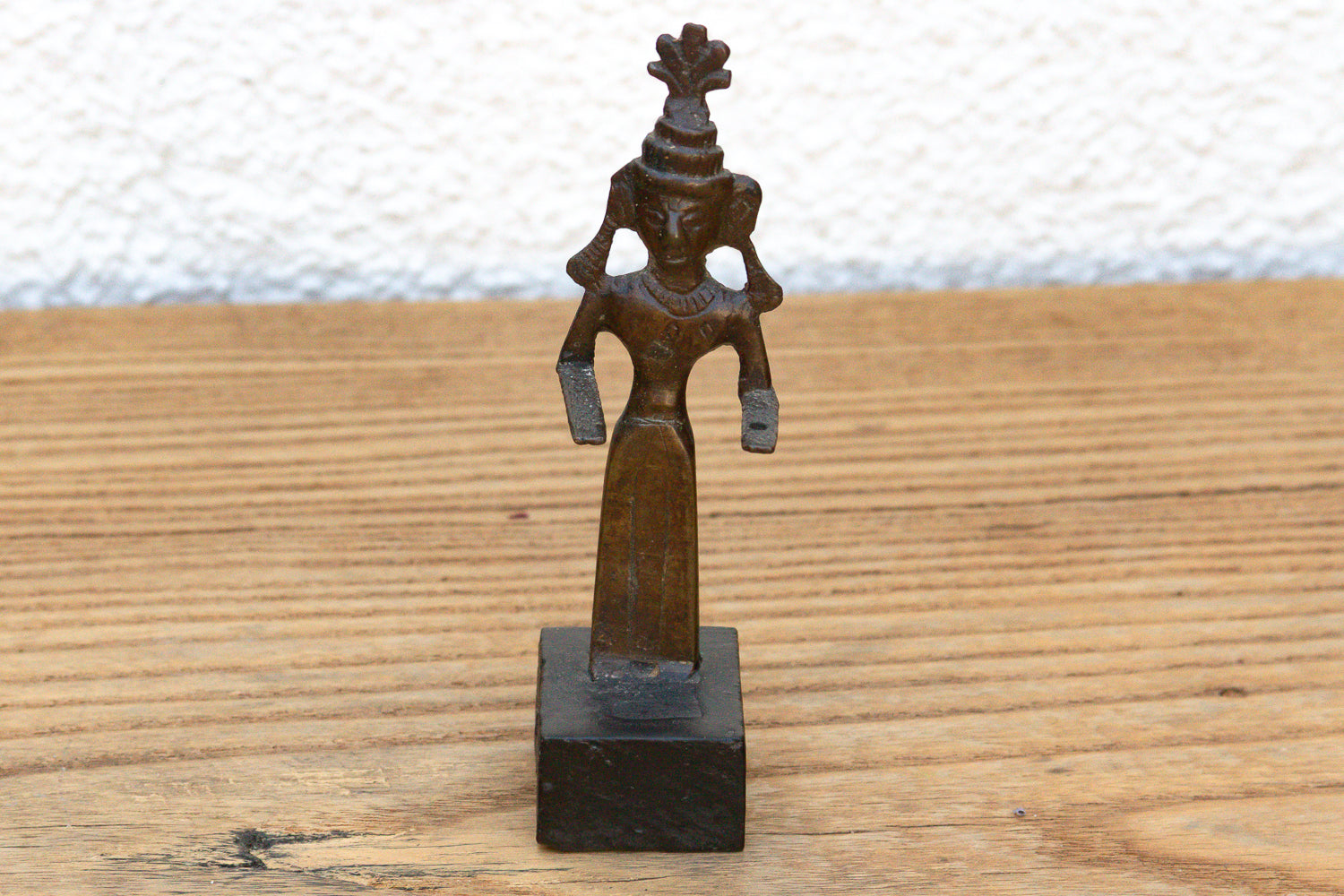 Crowned Tribal Miniature Bronze Female Figure