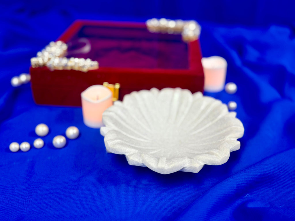 6 Inch Marble Urli with Adorned Velvet Box