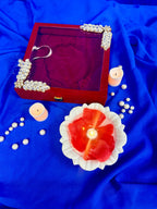 6 Inch Marble Urli with Adorned Velvet Box