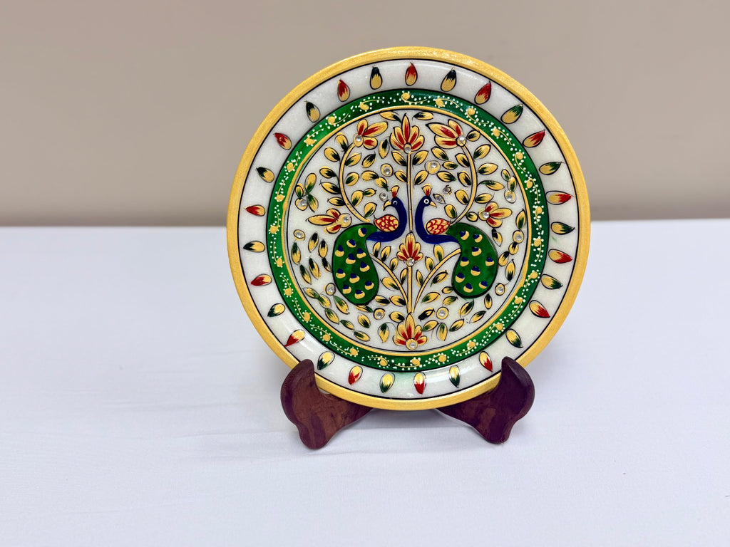 Hand Painted Marble Decorative Plates - 9 Inches