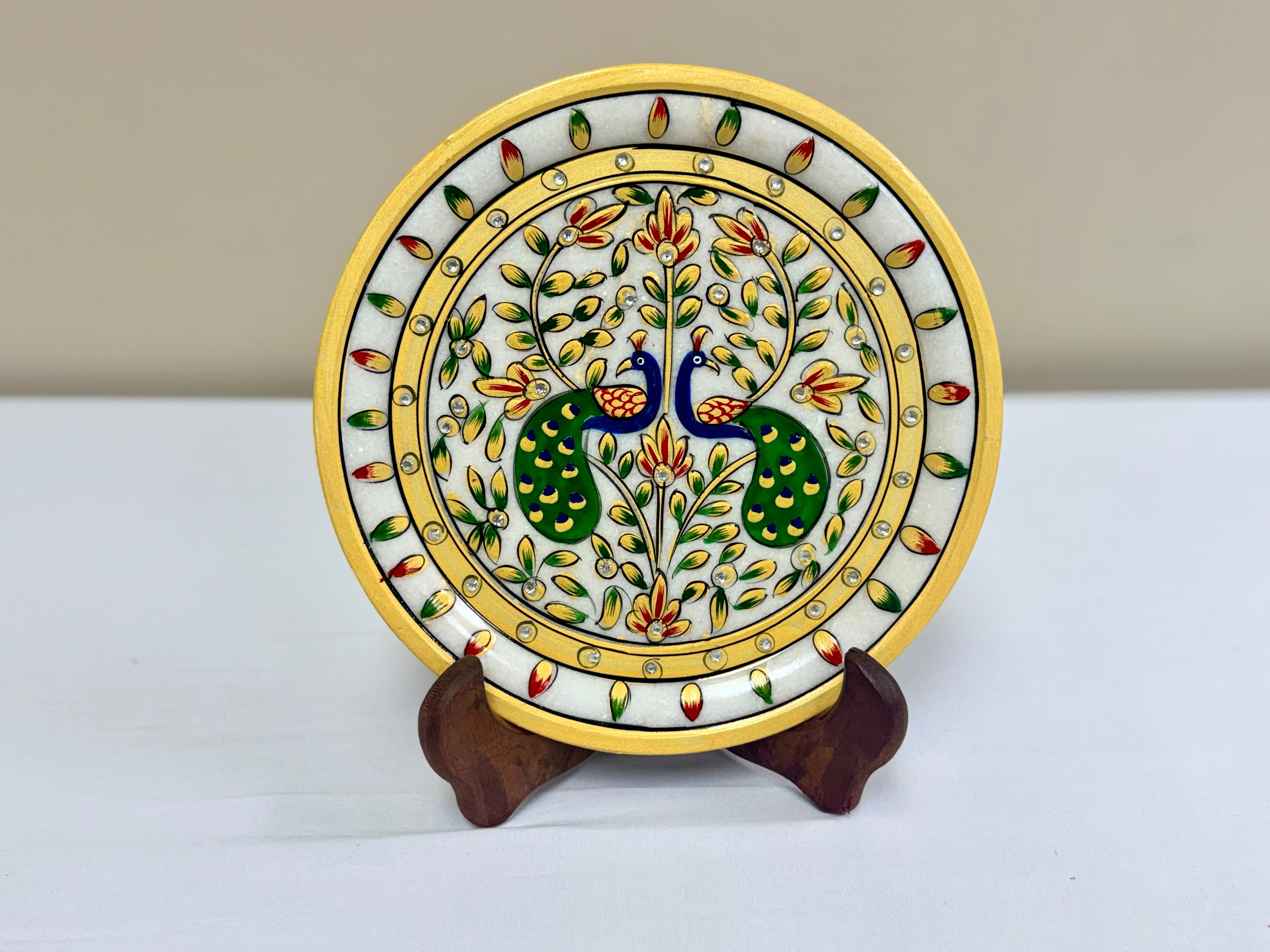 Hand Painted Marble Decorative Plates - 9 Inches