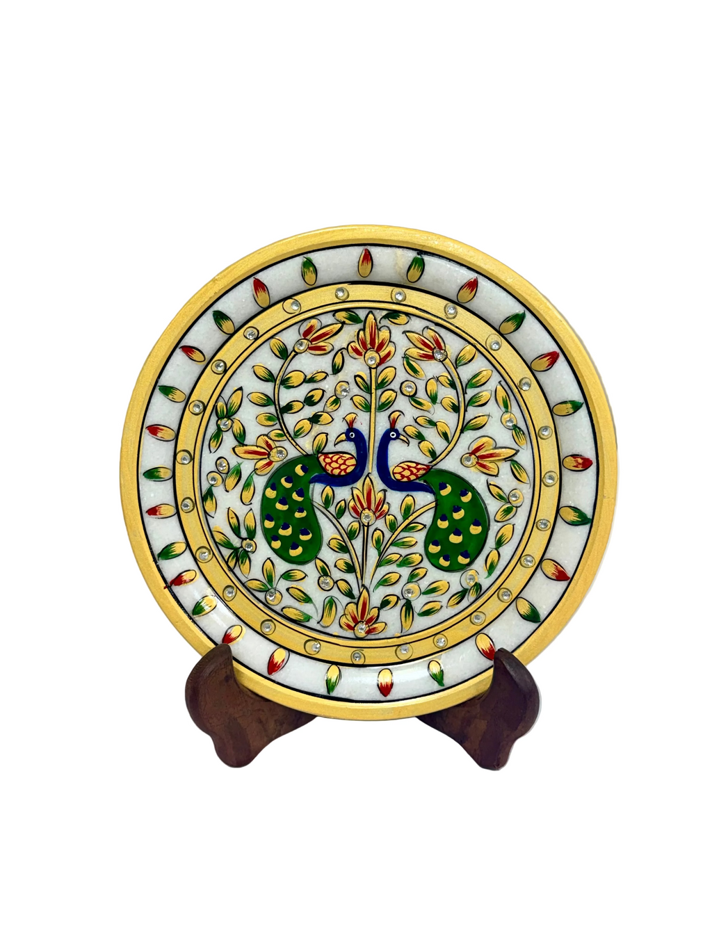 Hand Painted Marble Decorative Plates - 9 Inches
