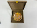 Hand-painted Marble Pooja Plate with Roli Chawal Bowls in Velvet Gift Box