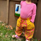 Yellow and Pink Floral Harem Pants