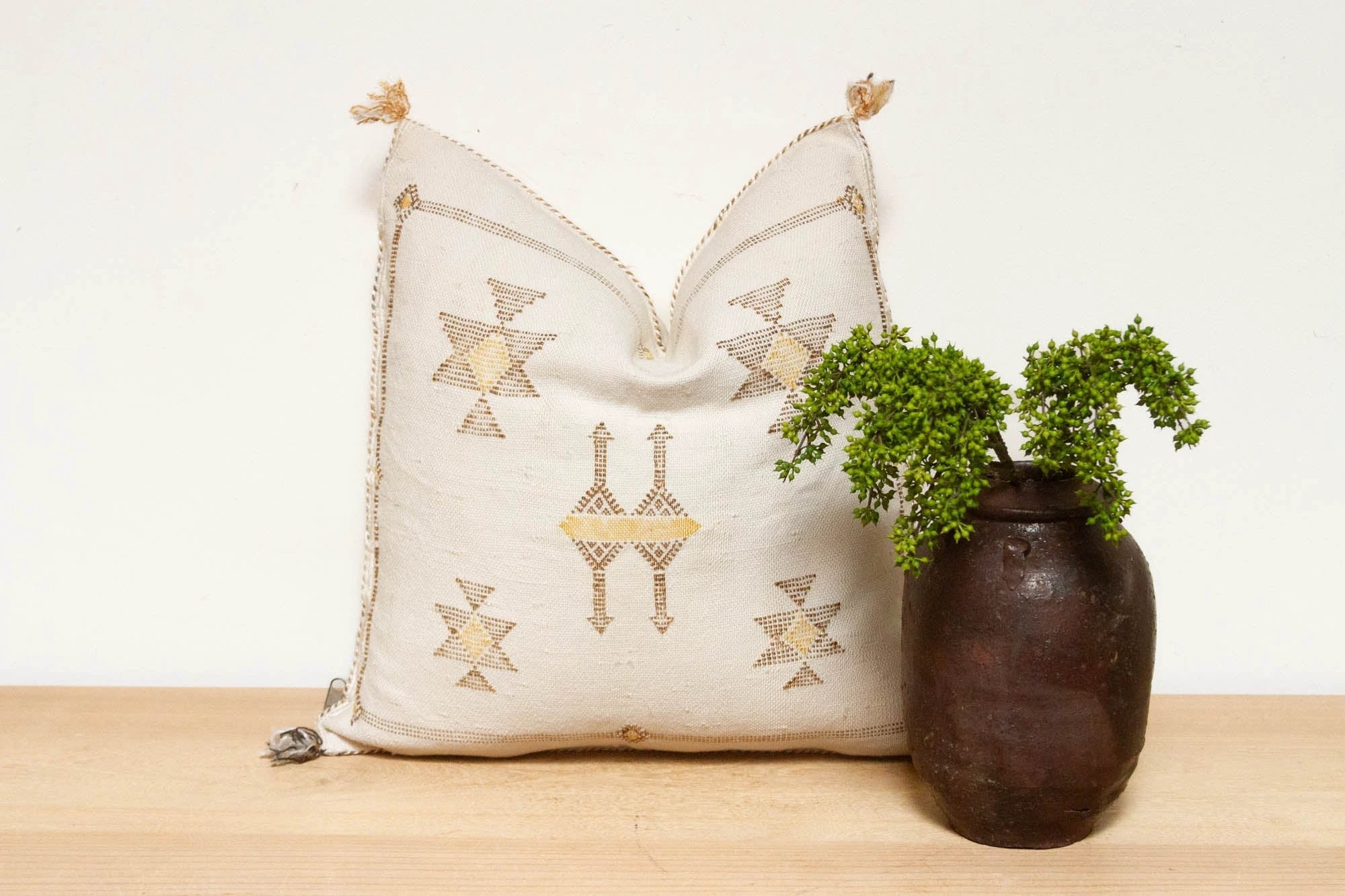 Marrakech Souks Moroccan Cactus Silk Pillow by DE-COR | Globally Inspired