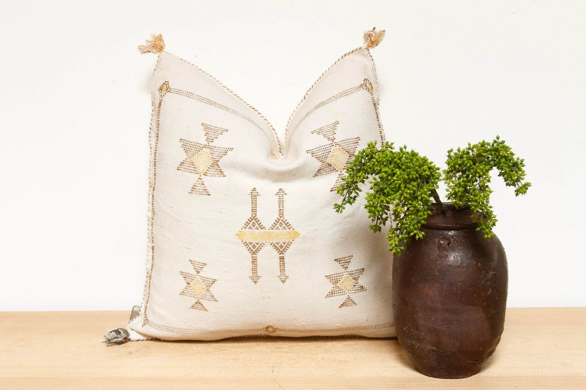 Marrakech Souks Moroccan Cactus Silk Pillow by DE-COR | Globally Inspired