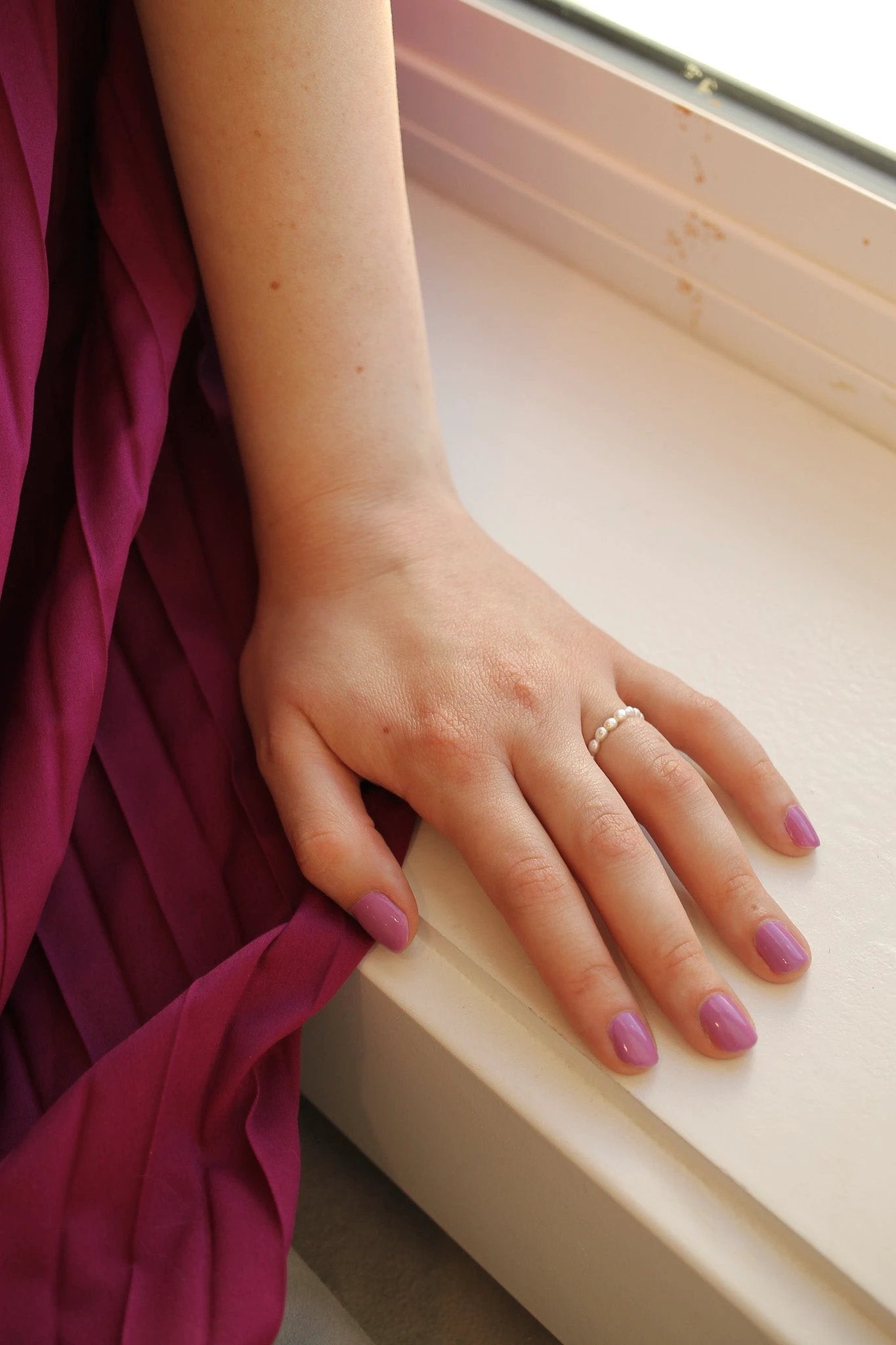 Freshwater Pearl Stretch Ring by Rose & Clay