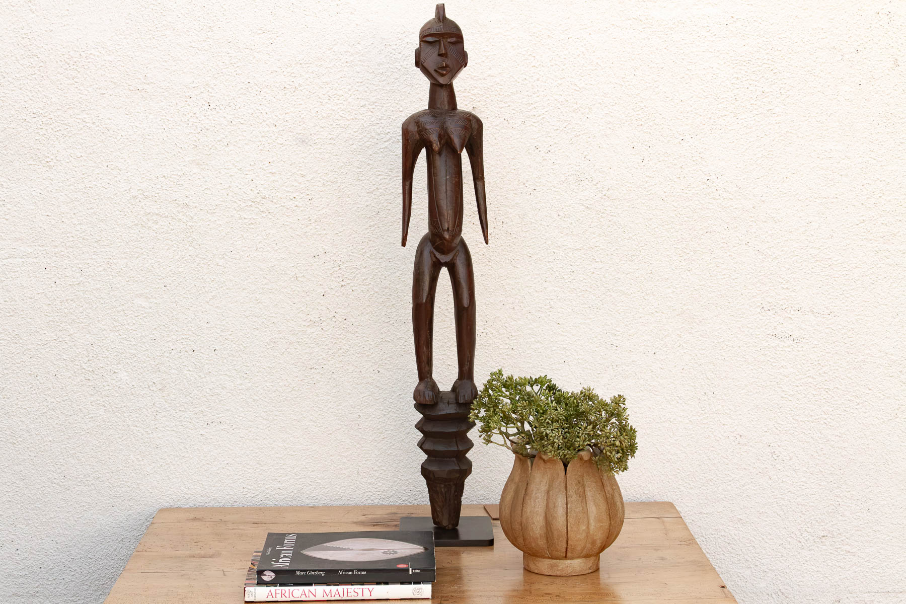 Antique African Carved Wood Mumuye Figure on Stand