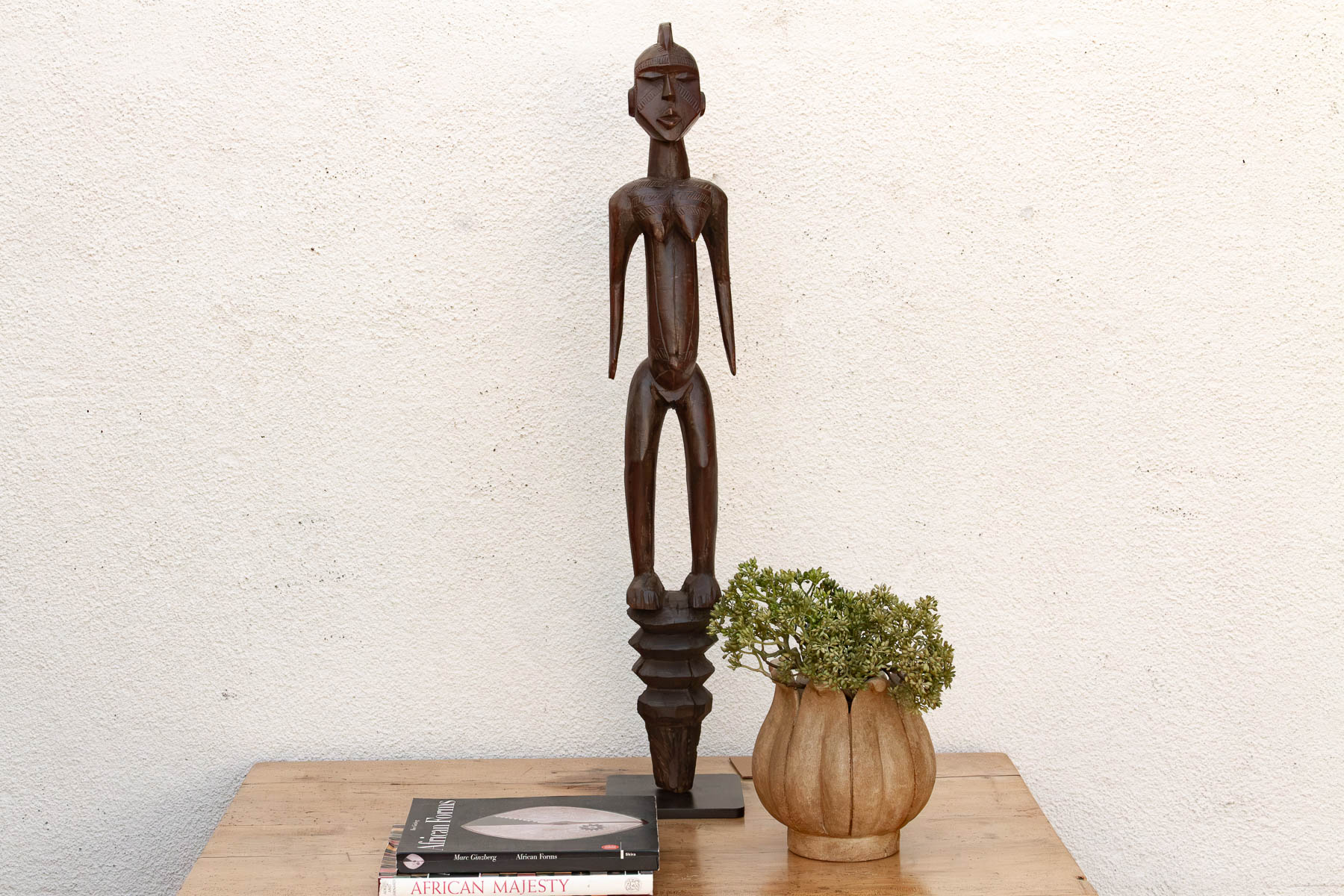 Antique African Carved Wood Mumuye Figure on Stand
