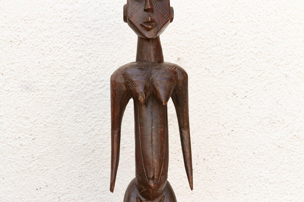 Antique African Carved Wood Mumuye Figure on Stand