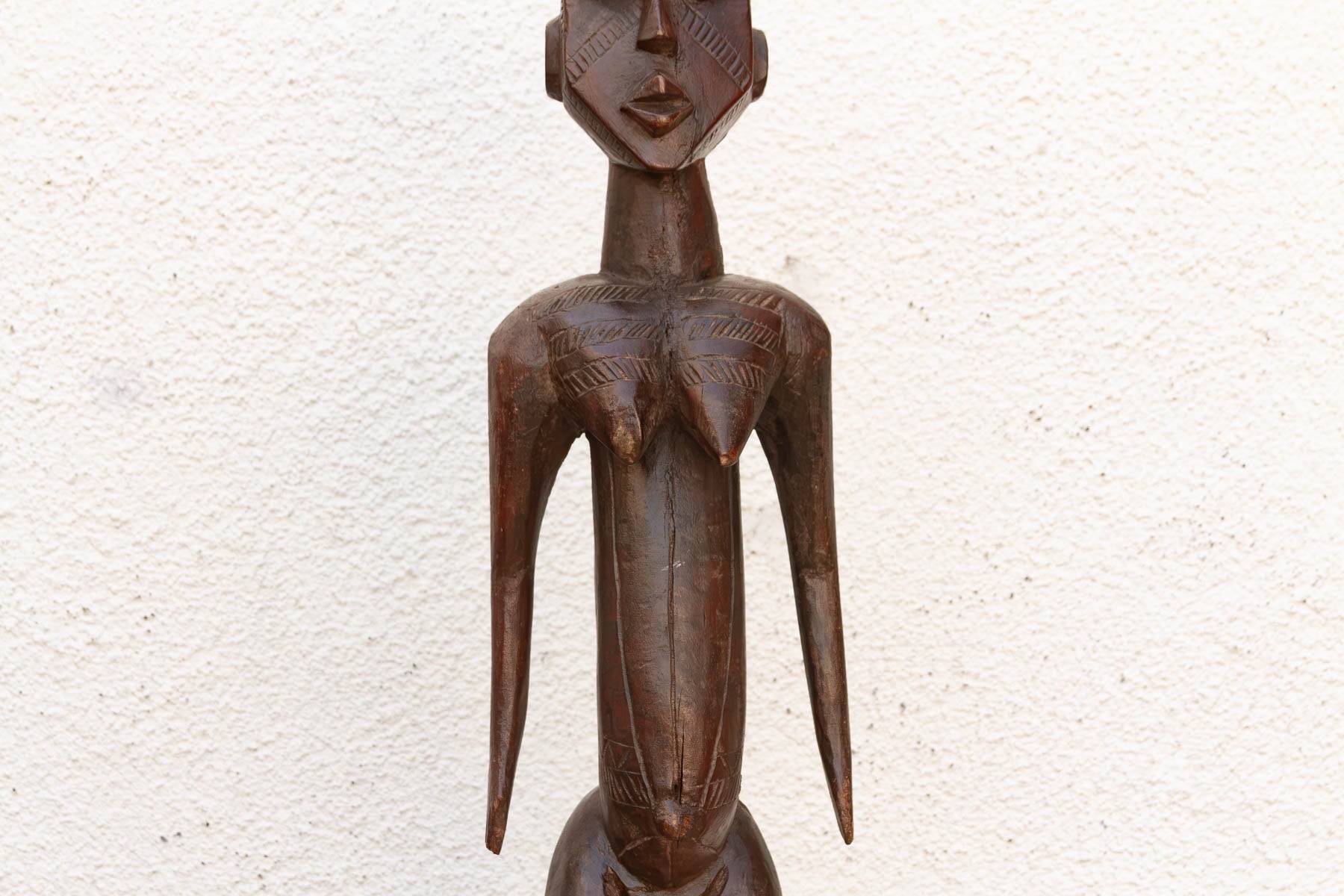 Antique African Carved Wood Mumuye Figure on Stand