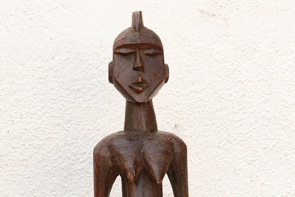 Antique African Carved Wood Mumuye Figure on Stand
