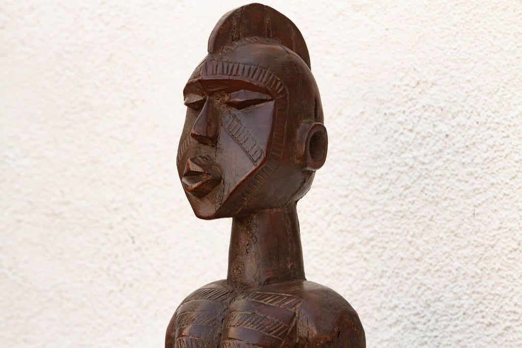 Antique African Carved Wood Mumuye Figure on Stand