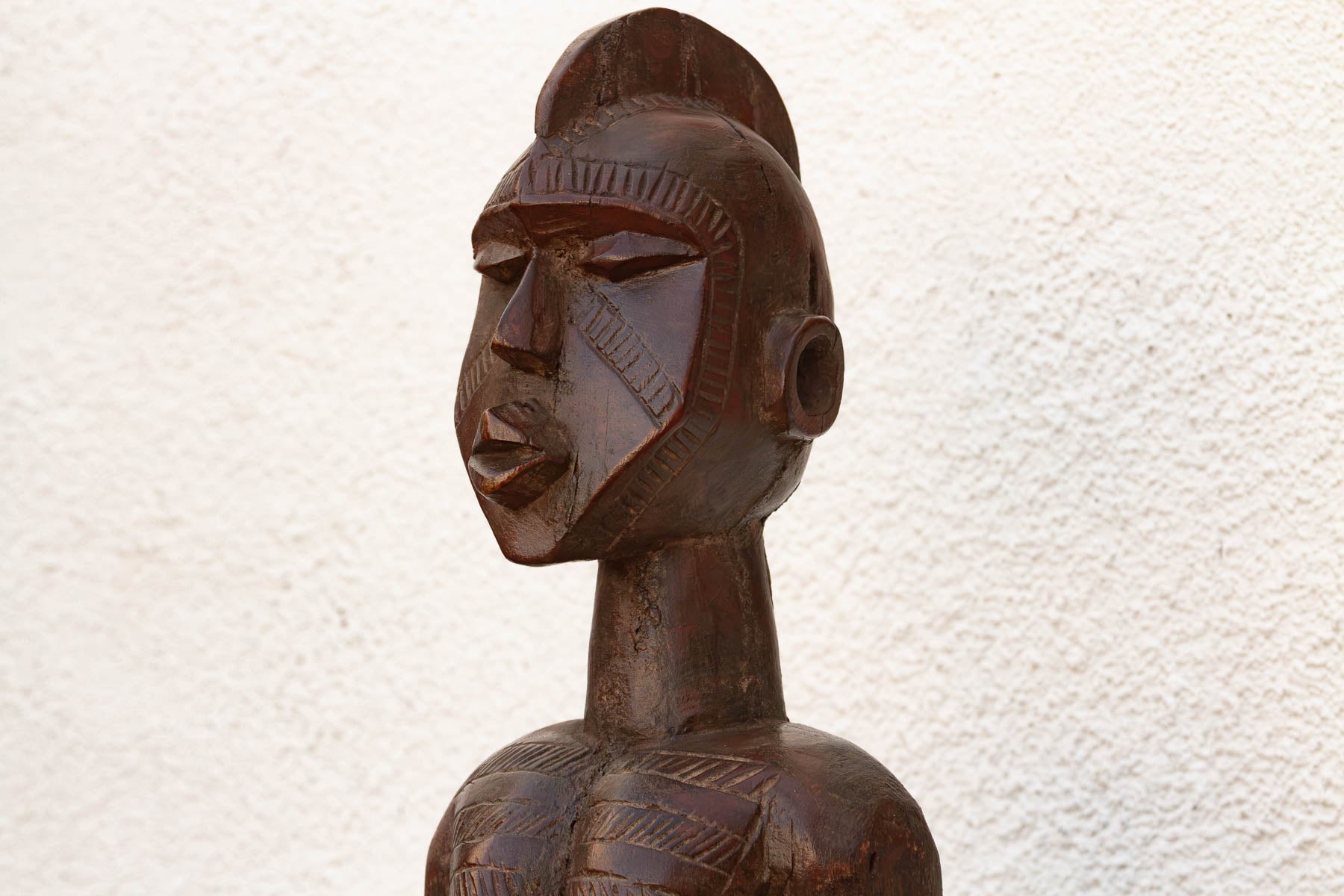 Antique African Carved Wood Mumuye Figure on Stand